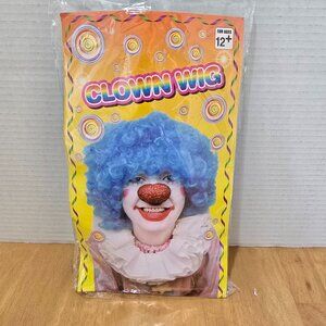 Halloween Costume Clown Wig Blue Size 12 to Adult New Unopened Package